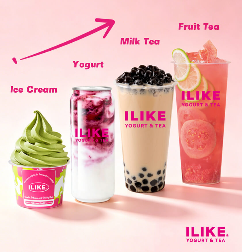 Full lineup — Ice Cream, Yogurt, Milk Tea, Fruit Tea